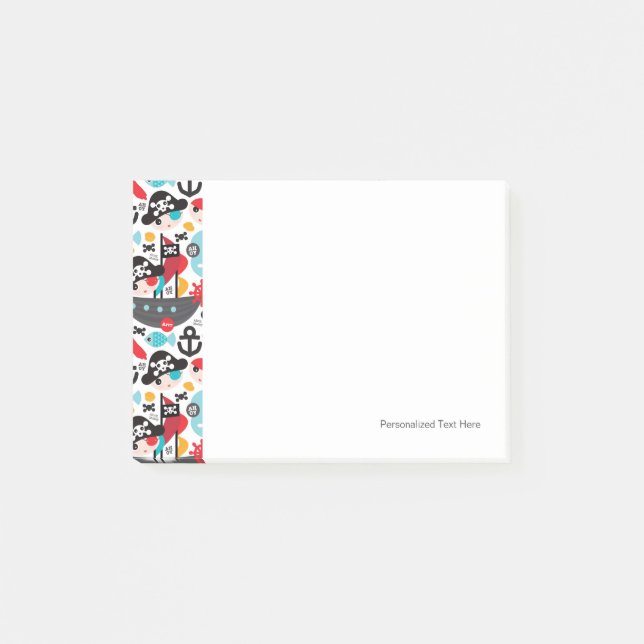 Bloco Post-it Navigação retro da ilustração dos piratas (Frente)