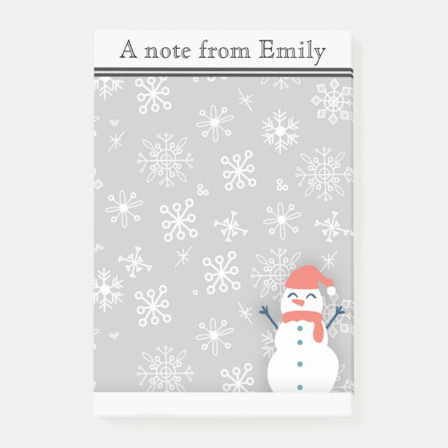 Bloco Post-it Neve de inverno personalizada / Snowman 2 Poste as (Frente)