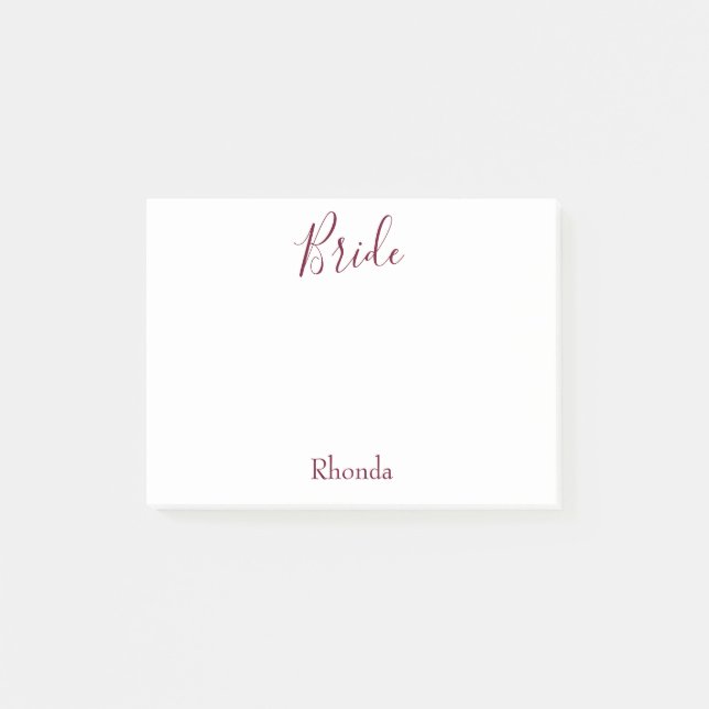 Bloco Post-it Noiva Branco e Borgonha (Frente)