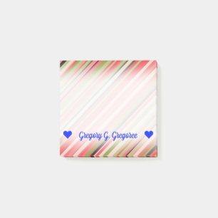 Bloco Post-it Nome customizável; Listras Melancia-Inspiradas