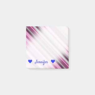 Bloco Post-it Nome Personalizado + Cor-de-rosa/Roxo/Cinzas Notas