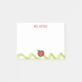 Bloco Post-it Nome personalizado da Apple do professor Monograma
