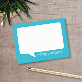 Bloco Post-it Nome Personalizado da Bolha Azul e Branco de Conve