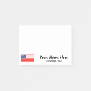 Bloco Post-it Nome personalizado e título Patriótico bandeira