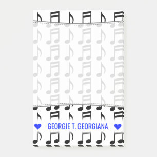 Bloco Post-it Nome Personalizado; Grade de Notas Musicais