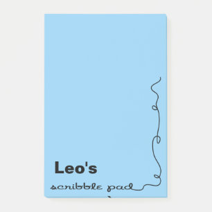 Bloco Post-it Nome Personalizado Pad Azul Escribble