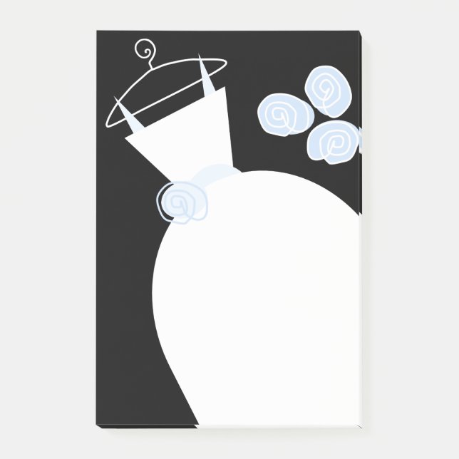 Bloco Post-it Nota de posto vertical a preto azul de Casamento (Frente)