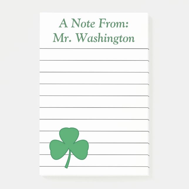 Bloco Post-it Notas Adhesivas Personalizadas de Trevo com Linhas (Frente)