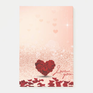 Bloco Post-it Notas cor-de-rosa do Cargo-it® do buquê do cora