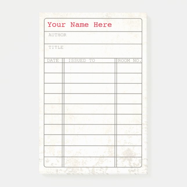 Bloco Post-it Notas customizáveis do cartão de livro da (Frente)