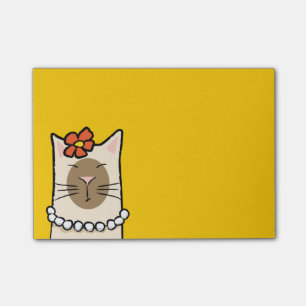 Bloco Post-it Notas de Gato Siamês com Flor e Pérolas Pearls P
