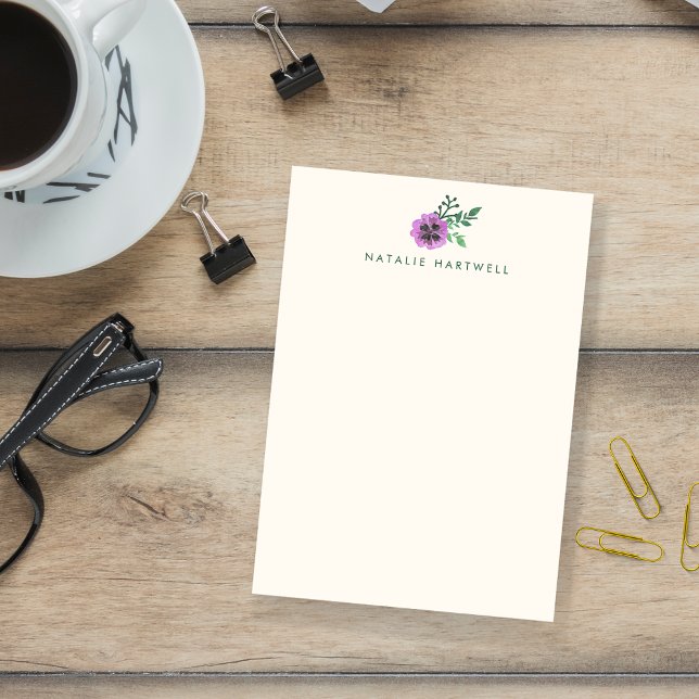 Bloco Post-it Notas de Pansy Personalizadas e Pansíveis Roxos (Criador carregado)