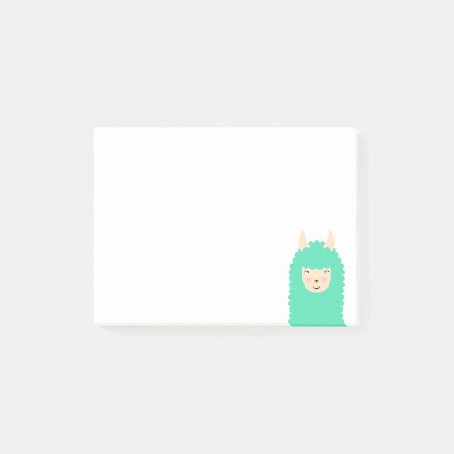 Bloco Post-it Notas de post-it felizes de Emoji do lama do (Frente)
