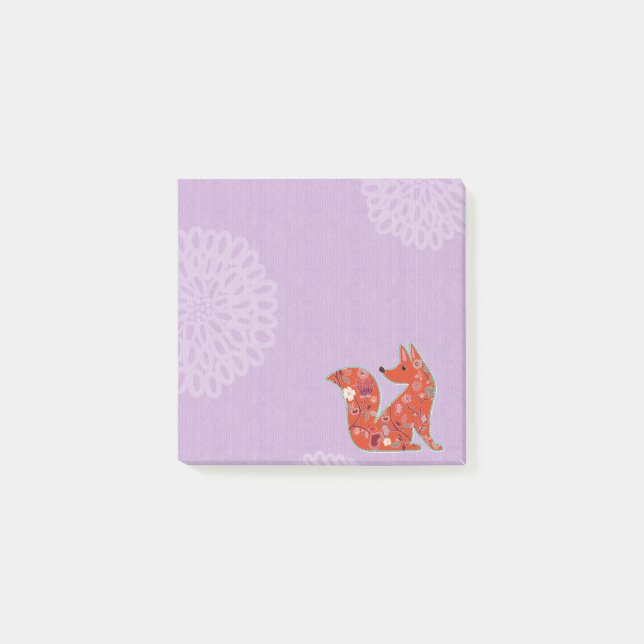 Bloco Post-it Notas de Posto Floral Fox (Frente)