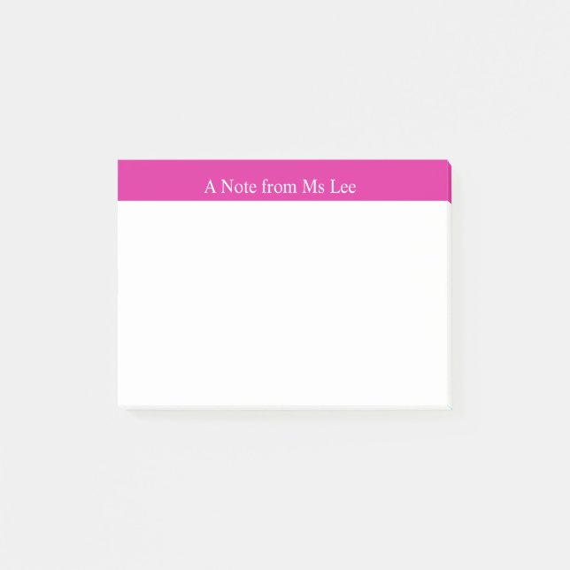 Bloco Post-it Notas de Posto-it de Fundo Rosa Personalizado (Frente)