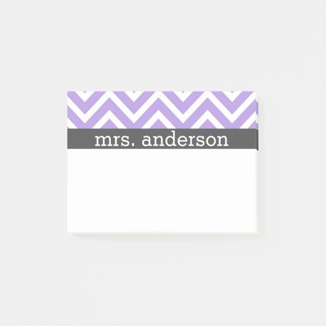 Bloco Post-it Notas de Posto Roxo Chevron - Personalizar (Frente)