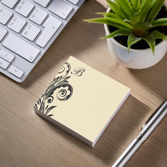 Bloco Post-it Notas do Posto Monograma Floral (Criador carregado)