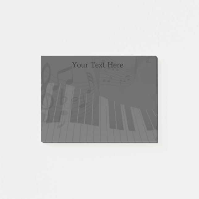 Bloco Post-it Notas Musicais do Teclado Piano Personalizado Post (Frente)