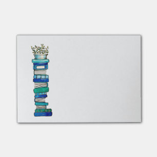 Bloco Post-it Notas pegajosas da pilha do azul & do Livro Verde