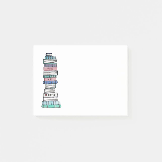 Bloco Post-it Notas pegajosas de amor de Bookstack (Frente)
