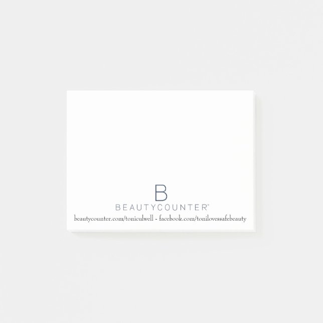 Bloco Post-it Notas pegajosas de Beautycounter para consultantes (Frente)