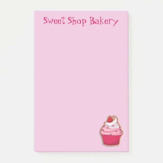 Bloco Post-it Notas Pós-it® do Cupcake rosa (Frente)
