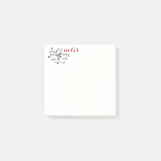 Bloco Post-it Nuvem de notas musicais engraçada (Frente)