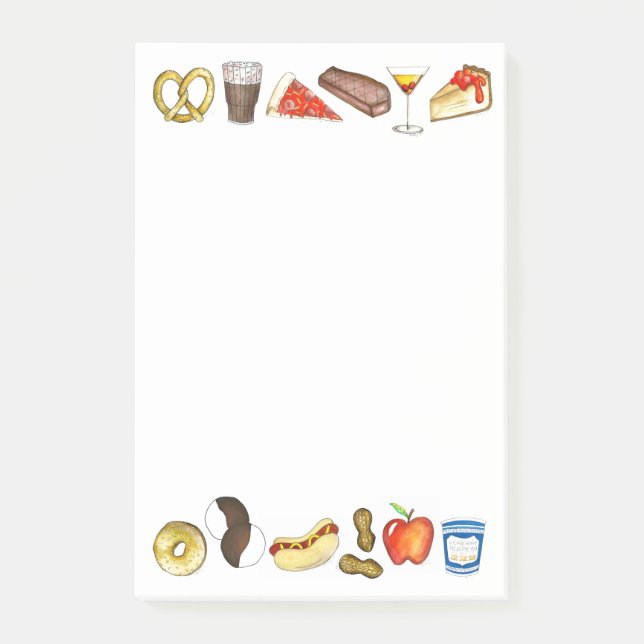Bloco Post-it NYC Nova Iorque Comida Foodie Posta (Frente)
