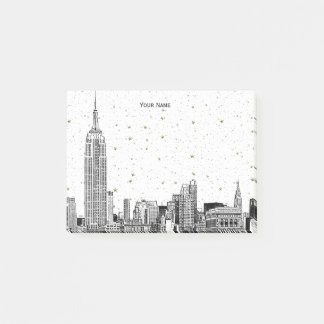Bloco Post-it NYC Skyline 01 Etchd DIY BG Color Starry