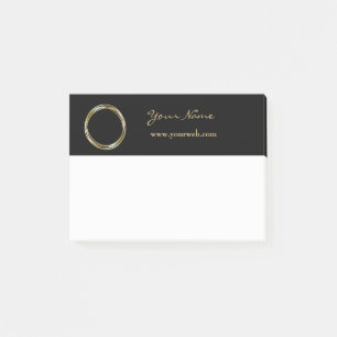 Bloco Post-it O anel dourado ajustou o LOGOTIPO Dourado preto