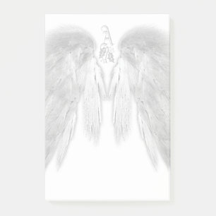 Bloco Post-it O ANJO VOA o monograma celestial branco do
