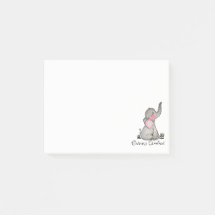 Bloco Post-it O elefante bonito do bebê da aguarela com cora &