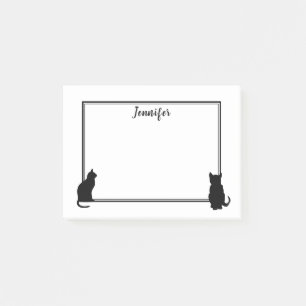 Bloco Post-it O gato preto moderno mostra em silhueta o branco
