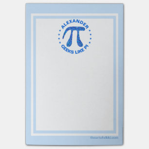 Bloco Post-it O geek azul da matemática do símbolo de Z Pi gos