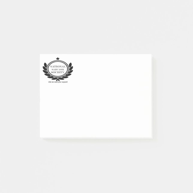 Bloco Post-it O Humor da Sociedade Nacional de Sarcasmo Cita Div (Frente)