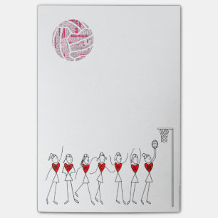 Bloco Post-it O Netball do amor posiciona figuras da vara