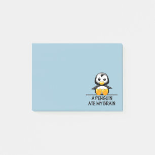 Bloco Post-it O pinguim engraçado comeu meu gráfico do cérebr