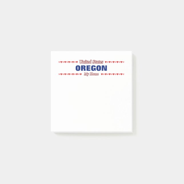 Bloco Post-it OREGON - My Home - United States;Corações (Frente)