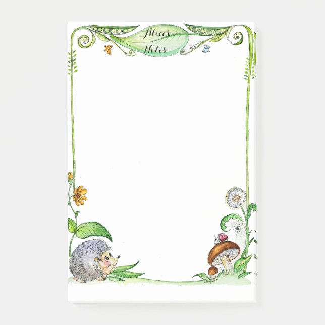 Bloco Post-it Ouriço da Summer Nature e desenho a tinta em cogum (Frente)