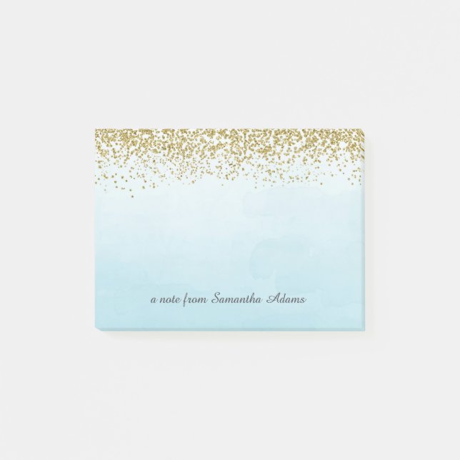 Bloco Post-it Ouro e notas azuis de Ombre (Frente)