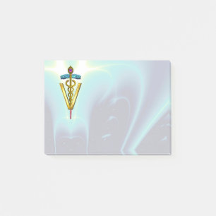 Bloco Post-it OURO - SÍMBOLO VETERINÁRIO CADUCEUS / Azul Teal