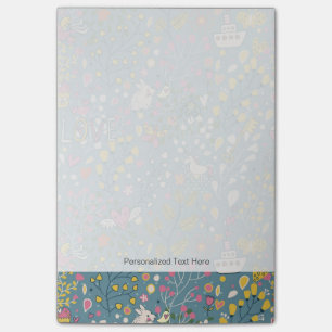 Bloco Post-it padrão Abstrato romântico com desenho animado
