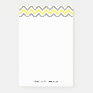 Bloco Post-it Padrão Amarelo, Cinza Escura Grande Chevron ZigZag