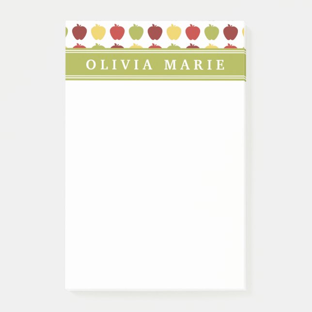 Bloco Post-it Padrão Apple na moda com nome personalizado (Frente)