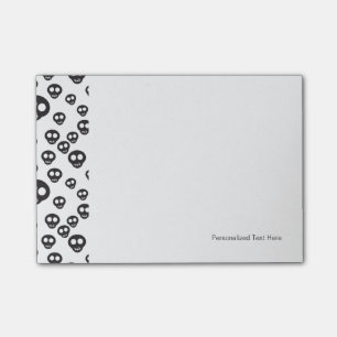 Bloco Post-it Padrão com crânios pretos em branco