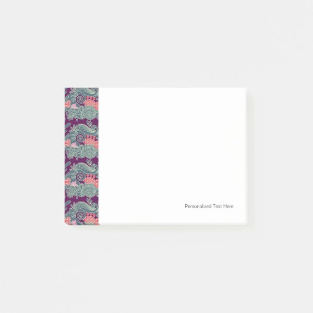 Bloco Post-it Padrão Com Peixe E Onda Roxa (Frente)