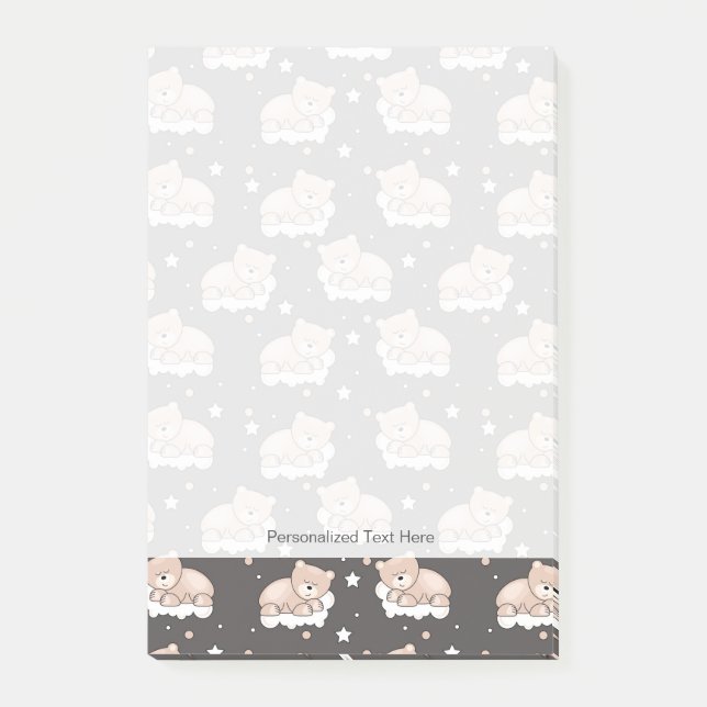 Bloco Post-it padrão com ursinho dormindo (Frente)