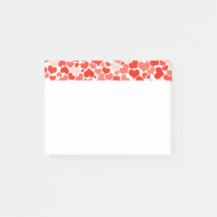Bloco Post-it Padrão de Corações de Amor Vermelho