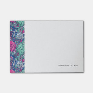 Bloco Post-it Padrão de Doodle Floral Colorida