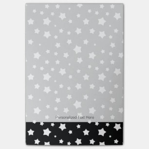 Bloco Post-it Padrão de estrelas pretas e brancas